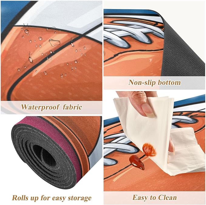 2 in 1 Table Runner Trivet for Hot Pots and Pans Heat Resistant Non Slip Waterproof 39 x 12 Inch Decorative Table Protector for Kitchen Countertop Cartoon Neon-Colored Patriotic Football