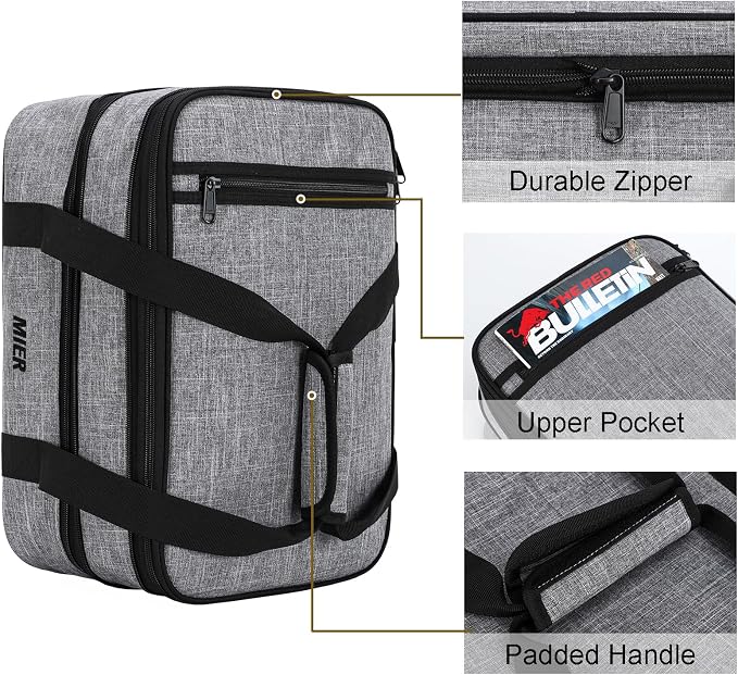 MIER Insulated Double Casserole Carrier Thermal Lunch Tote for Potluck Parties, Picnic, Beach, Fits 9 x 13 Inches Casserole Dish, Expandable by Mid Zipper, Gray