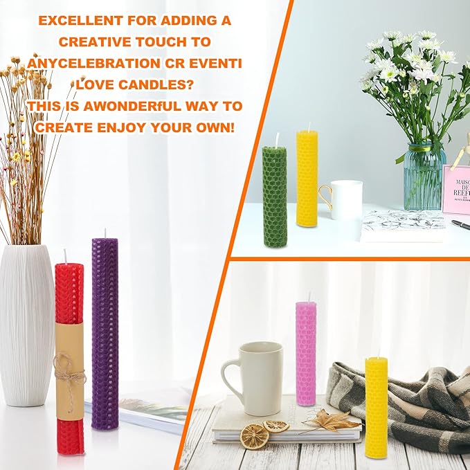 Thleunei Beeswax Candle Making Kit for Kids - 24 Pack 10x8 Inch Beeswax Sheets Candles Making Kit Supplies - Perfect DIY Craft Gift for All Ages,Create Beautiful, All-Natural Candles at Home