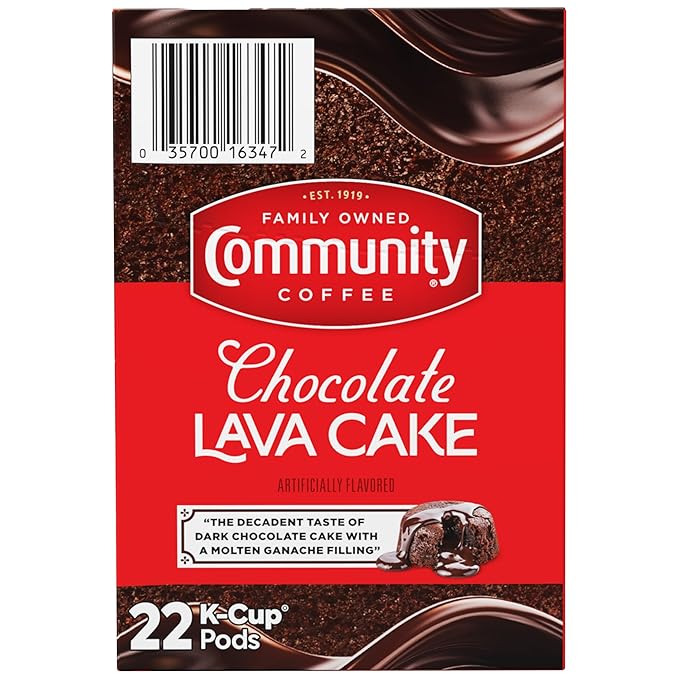Community Coffee Chocolate Lava Cake Flavored 22 Count Keurig K-Cup Coffee Pods, Medium Roast, 22 Count (Pack of 1)