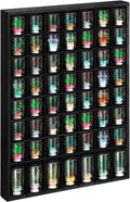 Barydat Shot Glass Display Case Wood Shot Glass shelf holder 56 Compartments Wall-mounted Rustic Bar Cabinet(Black,1 Pcs)