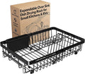 MAJALiS Dish Drying Rack Over The Sink with Utensil Holder | Expandable Stainless Steel Dish Drainer for Small Kitchen, Apartment, RV, Counter Space Saving, Perfect Fit, Rustproof