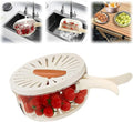 Multifunctional Fruit Washing Bowl with Strainer, 2 in 1 Drain Basket and Fruit Strainer Container with Lid, Fruit Washer Bowl for Kitchen, Fridge, Picnic & Camping, 1QT (1000ML)