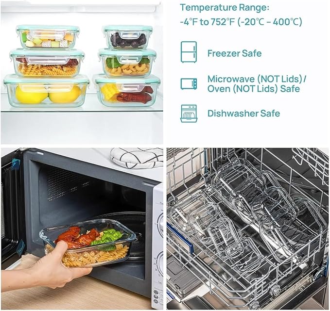 Vacuum Preservation Box 8 Pack Glass Food Storage Containers with Airtight Lids, Glass Meal Prep Containers, Bento Boxes for Lunch, for Microwave Crisper(Pink)
