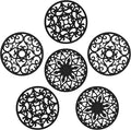 Silicone Trivets for Hot Dishes Modern, Trivets for Hot Pots and Pans, Silicone Hot Pads for Kitchen, Round Pot Holders 6 Pack Black, Multi-Use Intricately Carved Mats
