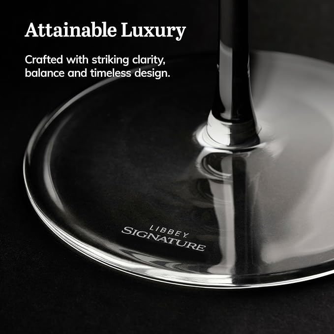 Libbey Signature Greenwich Coupe Cocktail Glasses Set of 4, Dishwasher Safe 8 Oz Coupe Wine Glasses, Stemmed Cocktail Glasses for Weddings, Birthdays