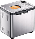 Bread Maker, 2LB Stainless Steel Bread Machine, 17-in-1 Automatic Settings, Non-Stick Pan, Beginner-Friendly Controls, Easy to Clean, Low Noise, High Success Rate for Homemade Bread