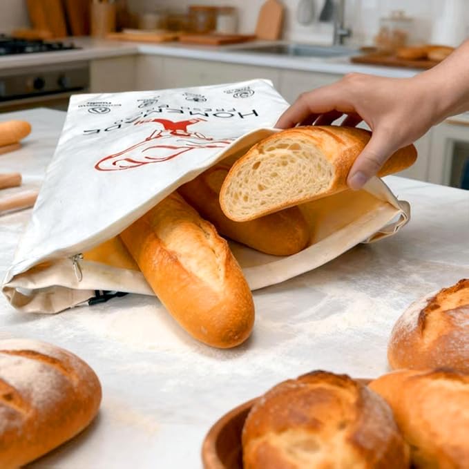 3pc-Beeswax Bread Bags for Homemade Bread & Sourdough,Zipper, – XL Eco-Friendly, Natural, Food-Safe Storage Bag to Keep Loaves Fresh Longer – Sustainable, Zero Waste