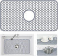 Bestjing Silicone Sink Mat - Protectors for Kitchen Sink with Center Drain, 26"x 14" Kitchen Grid Accessory, Non-Slip Heat-Resistant Mat for Bottom of Farmhouse Porcelain Stainless Steel (Center Hole)