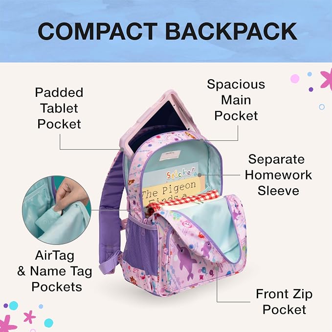 Traveler's Choice Kids JoJo the Bear's School Adventure, Under the Sea, Set (Backpack, Pencil Case, Lunch Box)