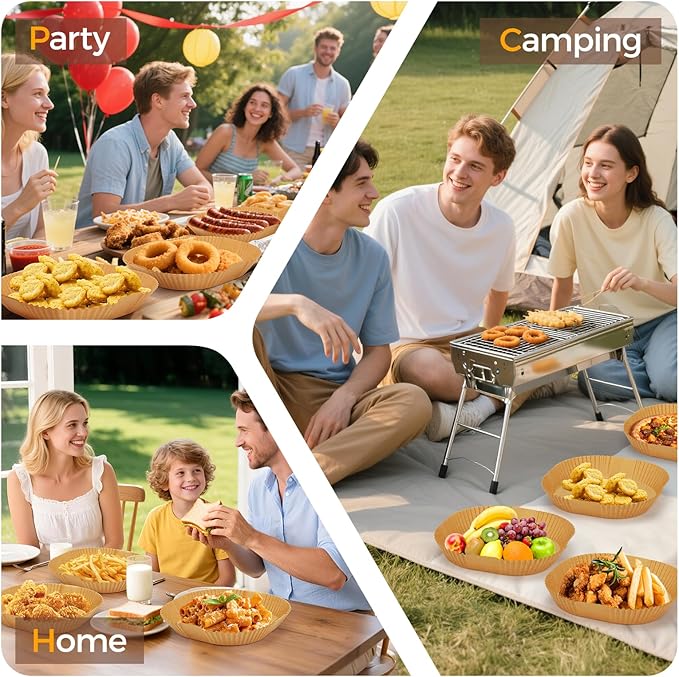 250 Pcs 8" Square Air Fryer Liners Disposable, Unbleached Parchment Paper Liners for Airfryer Basket, Non-Stick & Leakproof Baking Paper for Oven Roasting