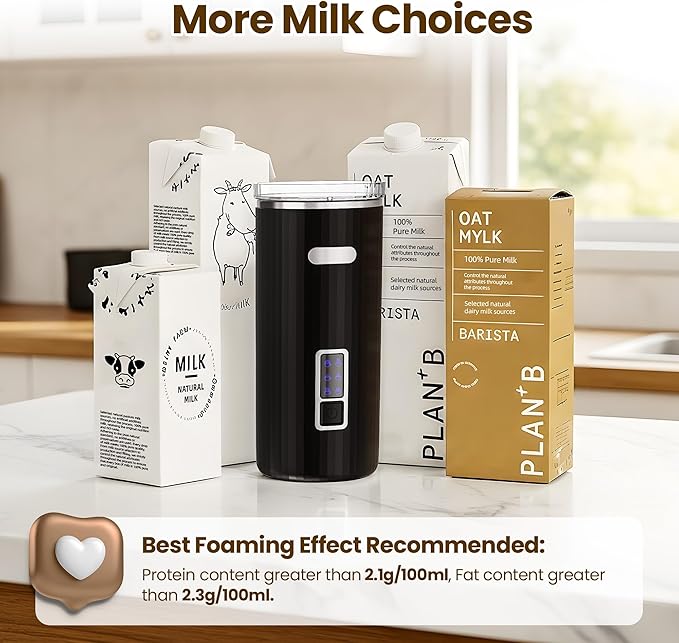 Kismile Milk Frother, 6-in-1 Electric Milk Steamer with Stainless Steel Inner Tank，Automatic Warm and Cold Foam Maker for Latte, Cappuccinos, Macchiato(Black)