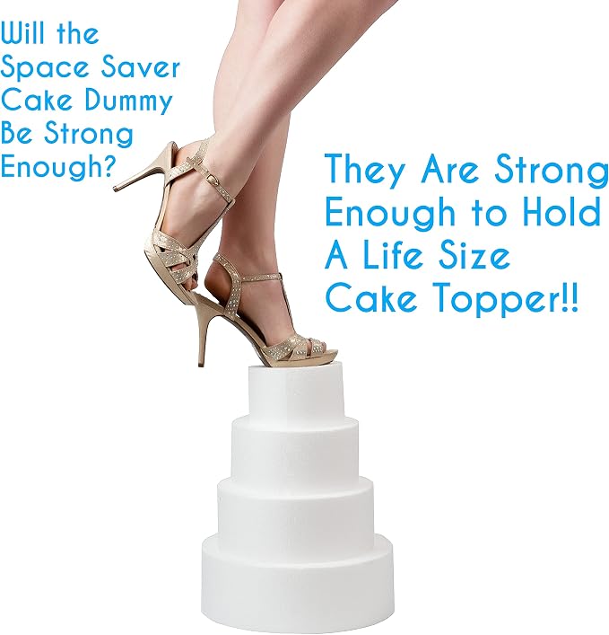 Silverlake 5-Tier Round Cake Dummy Set - Nesting 4" H x 4,6,8,10 & 12" Dia Discs for Styrofoam Baking Display Projects