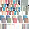 Teenyyou 90 Pcs Employee Appreciation Gift Set, 16oz Tumbler with Lid Notebook Pen Bulk Thank You Gift Holiday Party Favor for Teachers Office Coworker Teacher Staff Team (Bright Color,Delicate Style)