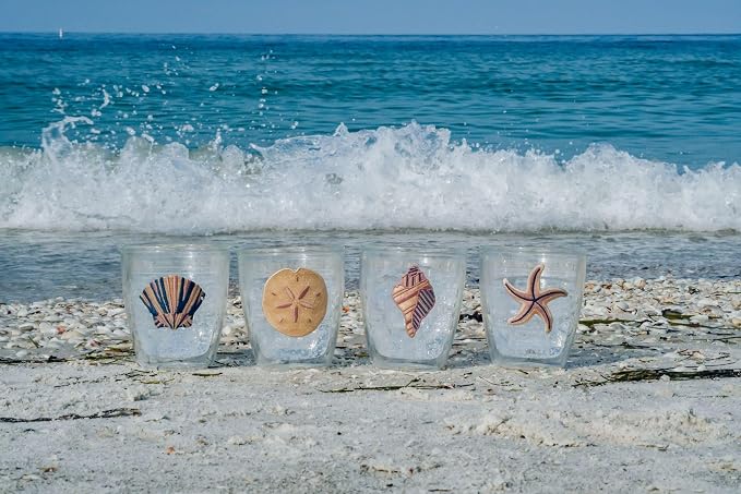 Tervis Beachcomber Collection Made in USA Double Walled Insulated Tumbler Travel Cup Keeps Drinks Cold & Hot, 12oz - 4pk, Assorted