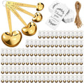 Umigy 100 Set Heart Shaped Measuring Spoon Tea Spoons Wedding Baby Shower Favors for Guests Set Heart Shape Drawstring Organza Bag Gift Tag Rope for Wedding Bridal Shower Souvenir (Gold)