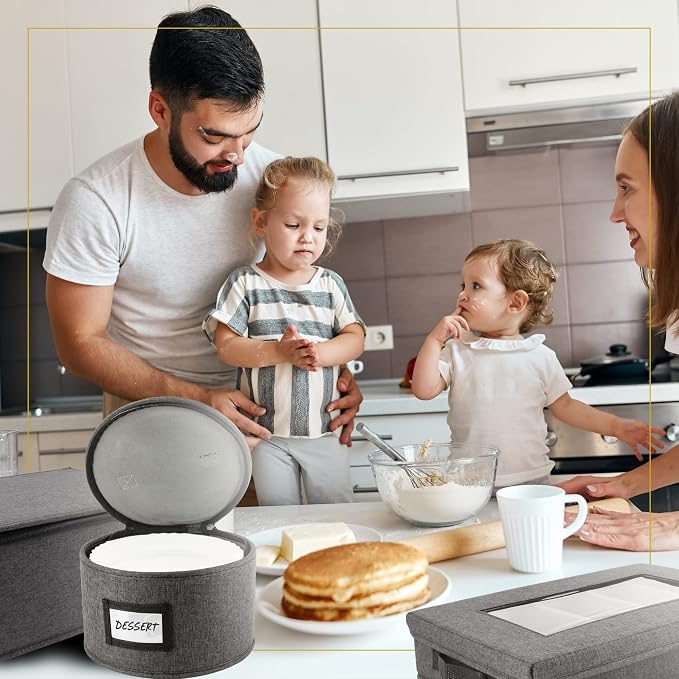 HOMELUX THEORY 6pcs Hard Shell China Storage Containers, Mug Storage Box, Wine Glass Storage & Plate Storage Containers with Lid, Heavy Duty Dinnerware Storage for Packing Dinner Plates and Glassware