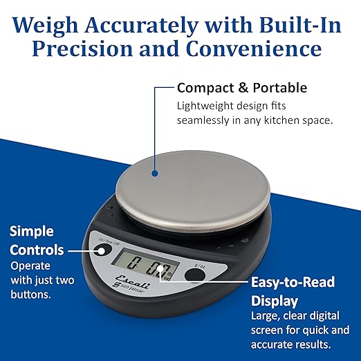 San Jamar SCDGP11BK Professional Round Digital Food Kitchen Scale, 11 lb Capacity, Black