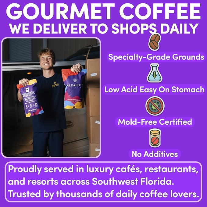 2 lb French Roast Ground Coffee | Dark Roast European Coffee | Extra Bold Strong Bulk Ground | Low Acid, Specialty Grade | 32 oz