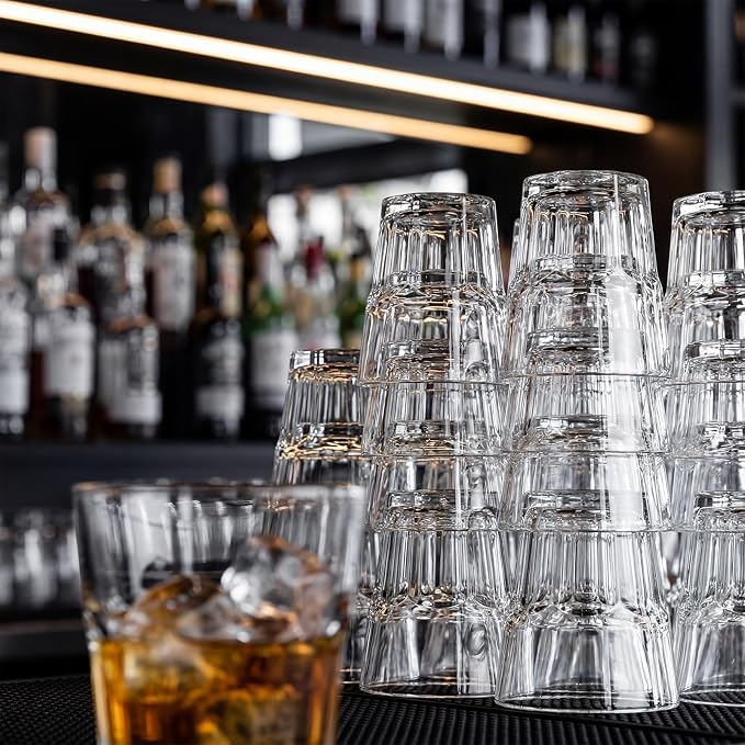 24-Pack 8oz Old Fashioned Glasses Set, Bulk Rock Glasses, Stackable Whiskey Tumbler for Bar Espresso Tasting, Drinking Glasses for Bourbon,Juice,Water,Cortado