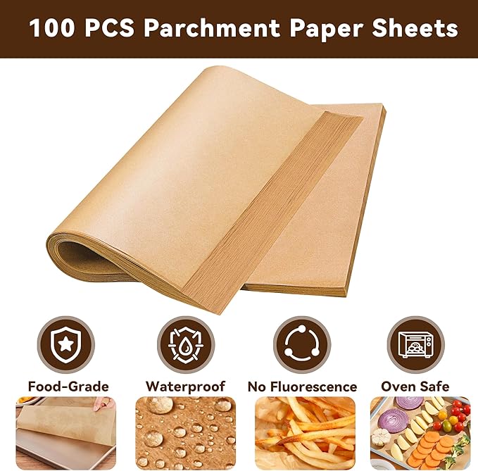 Air Fryer Accessories for Emeril Lagasse 26 Qt Extra Large Air Fryer, Air Fryer Basket with 100 Pcs Parchment Paper Sheets for Emeril Lagasse 26 Qt Toster Oven