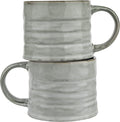 KooK Glazed Coffee Mugs, Ceramic, Microwave & Dishwasher Safe, 13 oz, Java/Slate Lined, Set of 2
