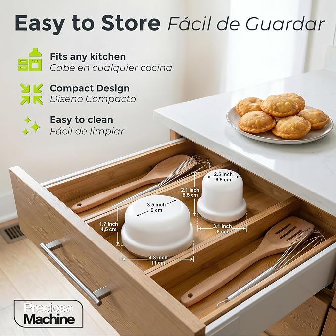 Cortador De Pastelitos Venezolanos [Pack of 2] 9cm and 6.5cm - Sandwich Cutter and Sealer Set - Stainless Steel & Food Grade Plastic Molde Para Pastelitos Venezolanos