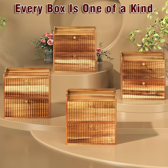 Trironsun Acacia Bread Box for Kitchen Countertop Wood Bread Storage Container Bin Double Layer BreadBox Farmhouse Large Capacity Food Organizer (Acacia Wood)