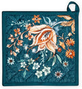 Maison d' Hermine Pot Holders 100% Cotton Heat Resistant Potholders 8" x 8" Hot Pads with Loop for Thanksgiving Christmas Decorations Baking Handling Hot Pans (Pack of 1, Luxury Loft - Dark Teal)