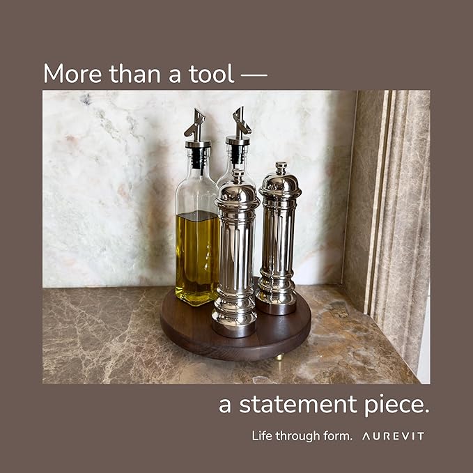 Metal Pepper Grinder with Stainless Steel Core, Heavy Duty High Output Pepper Mill with Adjustable Coarseness, All-Metal Construction, Refillable (Gold)