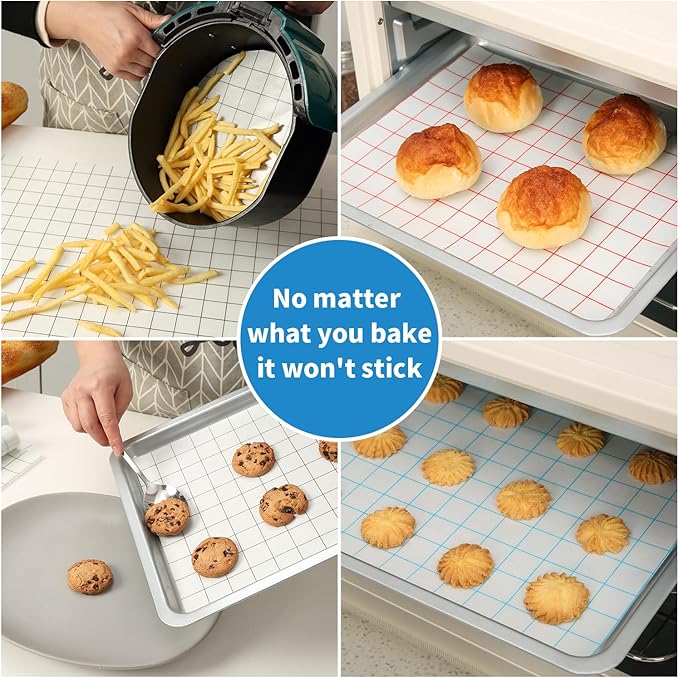 Silicone Baking Mat Roll 16IN*5FT Free Cutting, Non-Slip Pastry Mat, Non-Stick Reusable Air Fryer Liner, Oven Liners, Freeze Dryer Mat, Easily Cut to Size Fit All Ovens Pans Tins Dishes