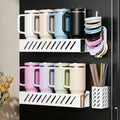 Magnetic Stanley Cup Holder, 2-Pack Water Bottle Organizer with Tumbler Lid & Straw Holder for 8 Stanley 30/40 oz Tumblers - Stores Cup Accessories on Refrigerator or Iron Surfaces, Removable- White