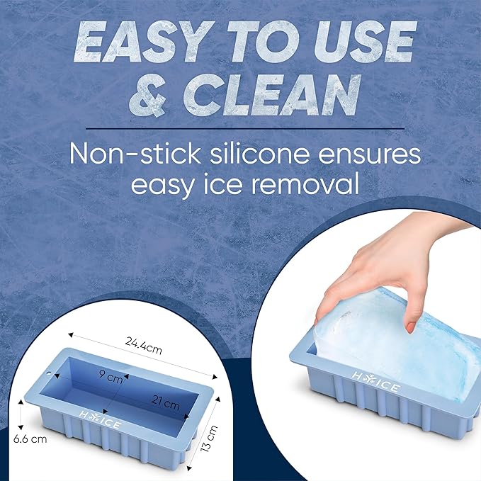 HYICE® 2-Pack Large Ice Block Molds for Coolers & Cold Plunge - 2.5 LB Silicone Ice Tray for Camping & Recovery