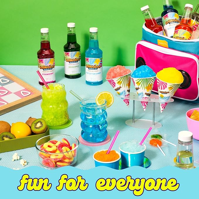 Hawaiian Shaved Ice Blue Cotton Candy Syrup - Nut Soy Dairy Free - Flavor Fluffy & Crunchy Snow Cones - Shelf Stable - Makes 8 Servings - 16 ounces