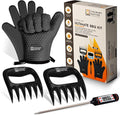 Smoker Gloves and Meat Claws | Instant-Read Thermometer | No.1 Silicone Smoker Gloves & Pulled Pork Claws | Heavy-Duty Heatproof BBQ Mitts and Meat Shredders for Barbecue, Grilling, Smoking, Shredding