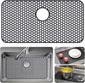 Bestjing Silicone Sink Protectors for Kitchen Sink with Rear Drain - 29.7"x 15.5" Kitchen Protector Accessory, Non-Slip Heat Resistan Mat for Bottom of Farmhouse Stainless Steel Porcelain (Black)