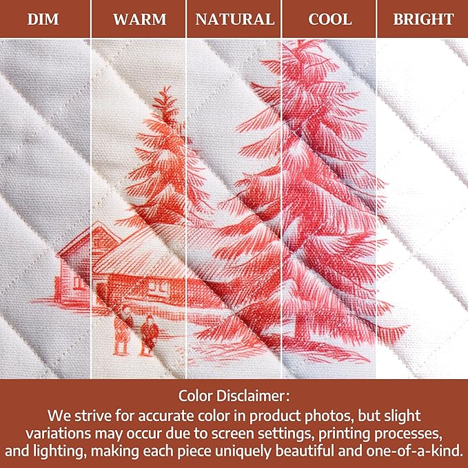 Maison d' Hermine 100% Cotton Oven Mitt & Pot Holder Set (7.5"x13" & 8"x8") Heat Resistant BBQ Cooking Gloves with Loop for Thanksgiving Christmas Decorations Handling Hot Pans (Winter Jouy)