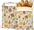 Bread Bags for Homemade Bread- Vintage Mushrooms 2 Pack Linen and Beeswax Sourdough Storage Bags, Reusable Keeper, Keeps Breads Fresh Longer, Gifts for Bakers