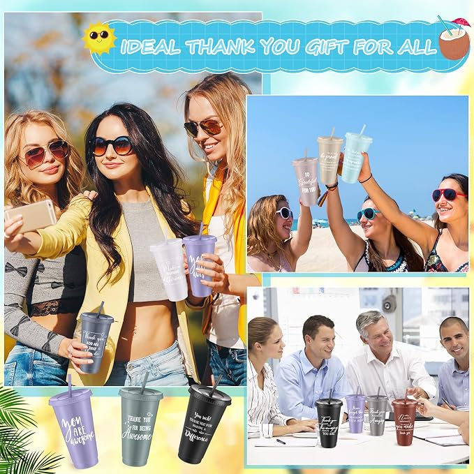 Shellwei 36 Pcs Employee Appreciation Gifts Bulk 24 oz Thank You Tumbler with Lid and Straw Mini Spiral Notebooks and Pens Appreciation Gifts for Team Employee Coworkers Teacher (Amazing)