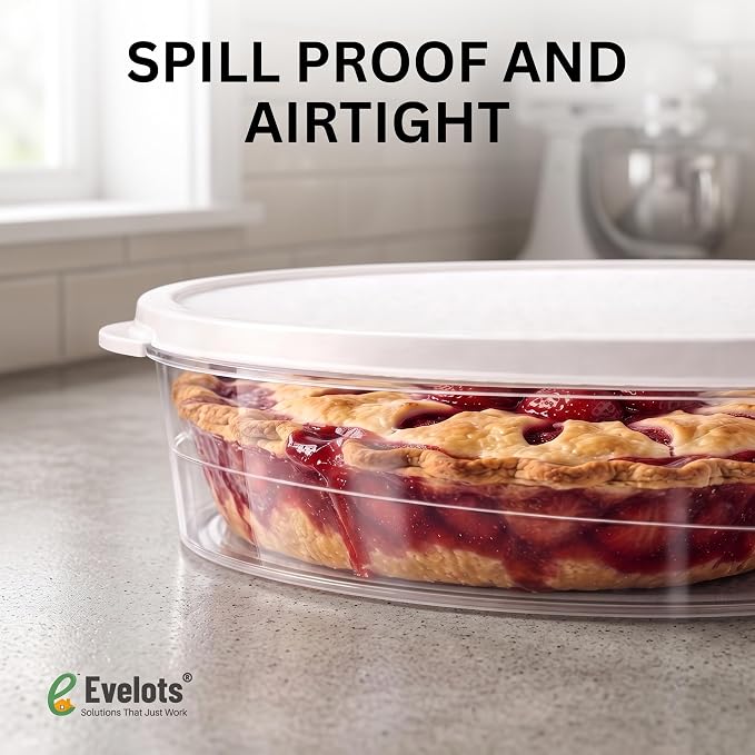 Evelots 4-Pack 10-Inch Airtight Food Storage Container with Lid - Portable Carrier for Pies, Cakes, Cupcakes & More - BPA-Free Clear Plastic - Secure & Easy Transport