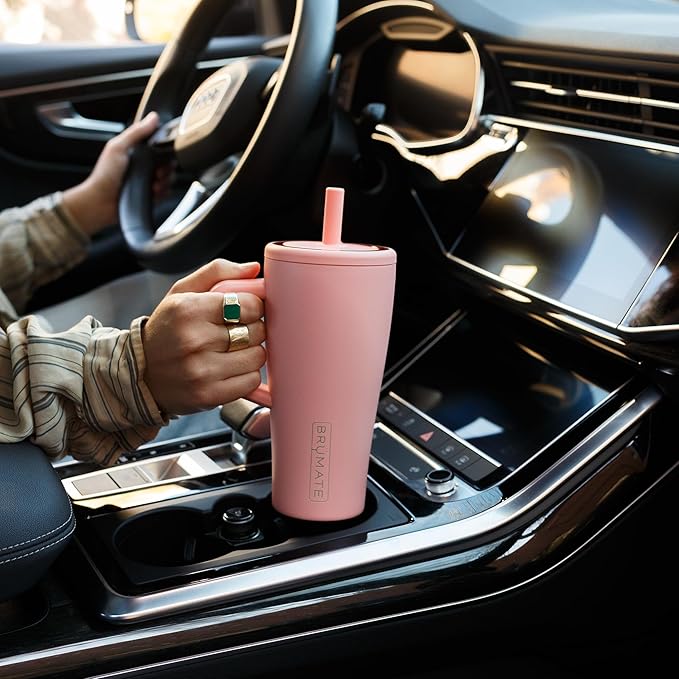 BrüMate Era 20 oz Tumbler with Handle and Straw | 100% Leakproof Insulated Tumbler with Lid and Straw | Made of Stainless Steel | Cup Holder Friendly Base | 20oz (Dune)
