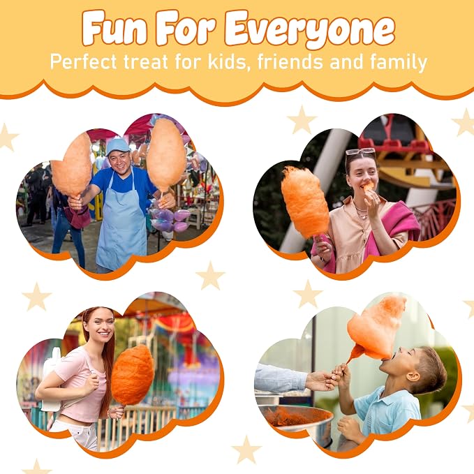 Perfectware Concession Essentials Orange Cotton Candy Mix – Ready-to-Use Floss Sugar for Cotton Candy Machines – Makes 60–70 Cones – 3.25 lb Carton – Carnival Style Cotton Candy Sugar
