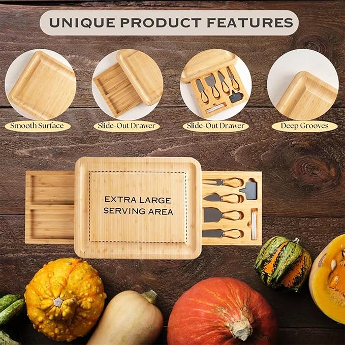 Charcuterie Board Set Gift- Housewarming Gifts for New Home Homeowner, New Home Gift Couple, Engraved Bamboo Cheese Board for Serving, First House Presents for Neighbor Friends, Realtor Closing Gifts