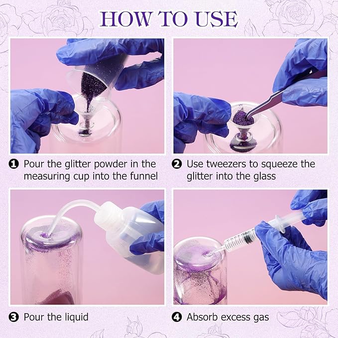 LemonRoad 15 Pcs Snow Globe DIY Tumbler Tool Kit Include Storage Box Squeeze Bottle Funnel Silicone Cup Cradle Measuring Cup Flashlight for Beginner Making Supplies Thanksgiving Day Gifts(Purple)