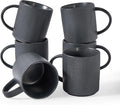 famiware Coffee Mug Set for 6, Star 16 oz Catering Mugs Cup Set with Handle for Coffee, Tea, Cocoa, Milk - Ceramic Stoneware Drinkware Set, Matte Dark Charcoal