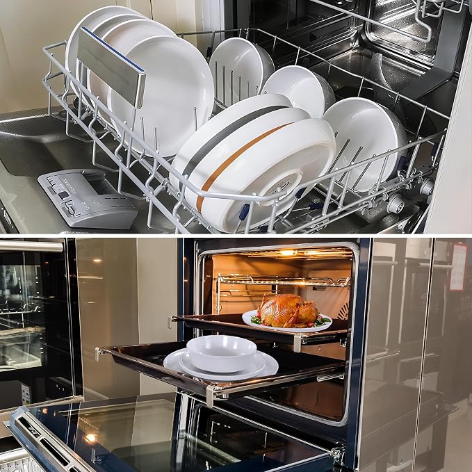 12pcs Ceramic Plate and Bowl Sets,Stoneware Dinnerware Sets,Service for 4,Ceramic Kitchen Dinner Set,Porcelain Dishes Set,Microwave&Dishwasher Safe,White