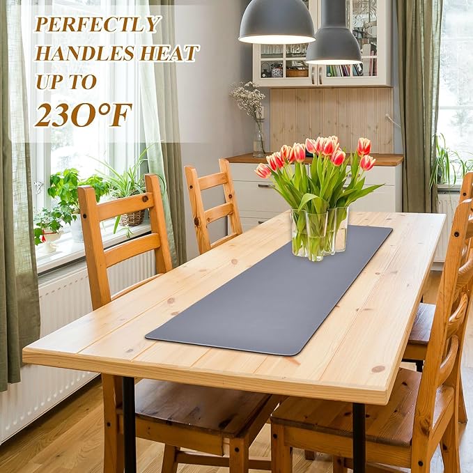 Purplish Grey Trivet Table Runner for Kitchen Countertops Hot Pots Pans Heat Resistance Pot Holders Anti-Slip Hot Pad Mats 11.8 * 39.4 Inches