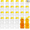 24 Pack 8 oz Plastic Honey Bear Bottle, Reusable Plastic Honey Bear Jars Bulk with Yellow Flip Top Lid for Storing and Dispensing(250ml /8 oz)