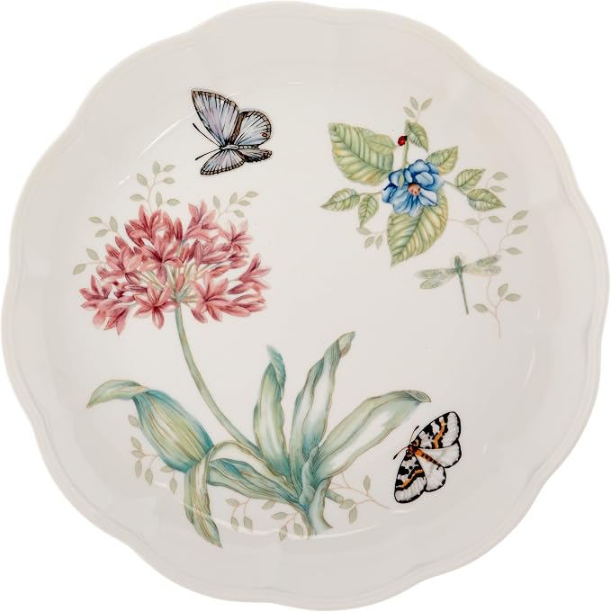 Lenox Dinnerware Set, Butterfly Meadow 18-Piece Set, Service For 6, White Porcelain, Butterfly And Flower Designs, Plates And Bowls Sets, Dishwasher Safe, Home & Kitchen (Assorted, 18 Pieces)