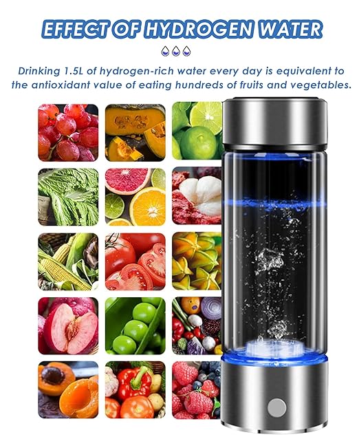 420ml Hydrogen Water Bottle Portable Hydrogen Water Ionizer Machine USB Rechargeable Hydrogen Water Generator,Hydrogen Rich Water Glass Health Cup for Home Travel, Regular Model, Red